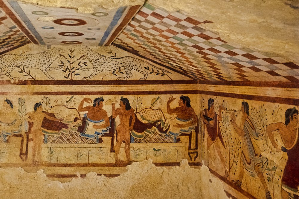 Etruscan banquet fresco, Tomb of the Leopards, Tarquinia